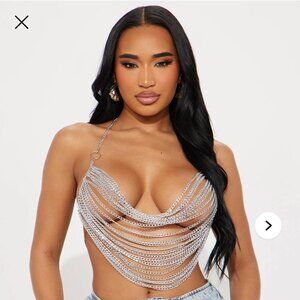 Silver body chain top
